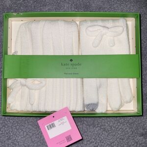 Kate Spade Metallic Hat & Glove Box Set In French Cream
